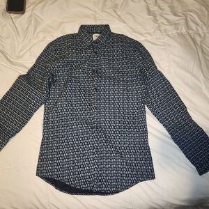 Zara Medium Men's Dress Shirt Button Up Tree Pattern